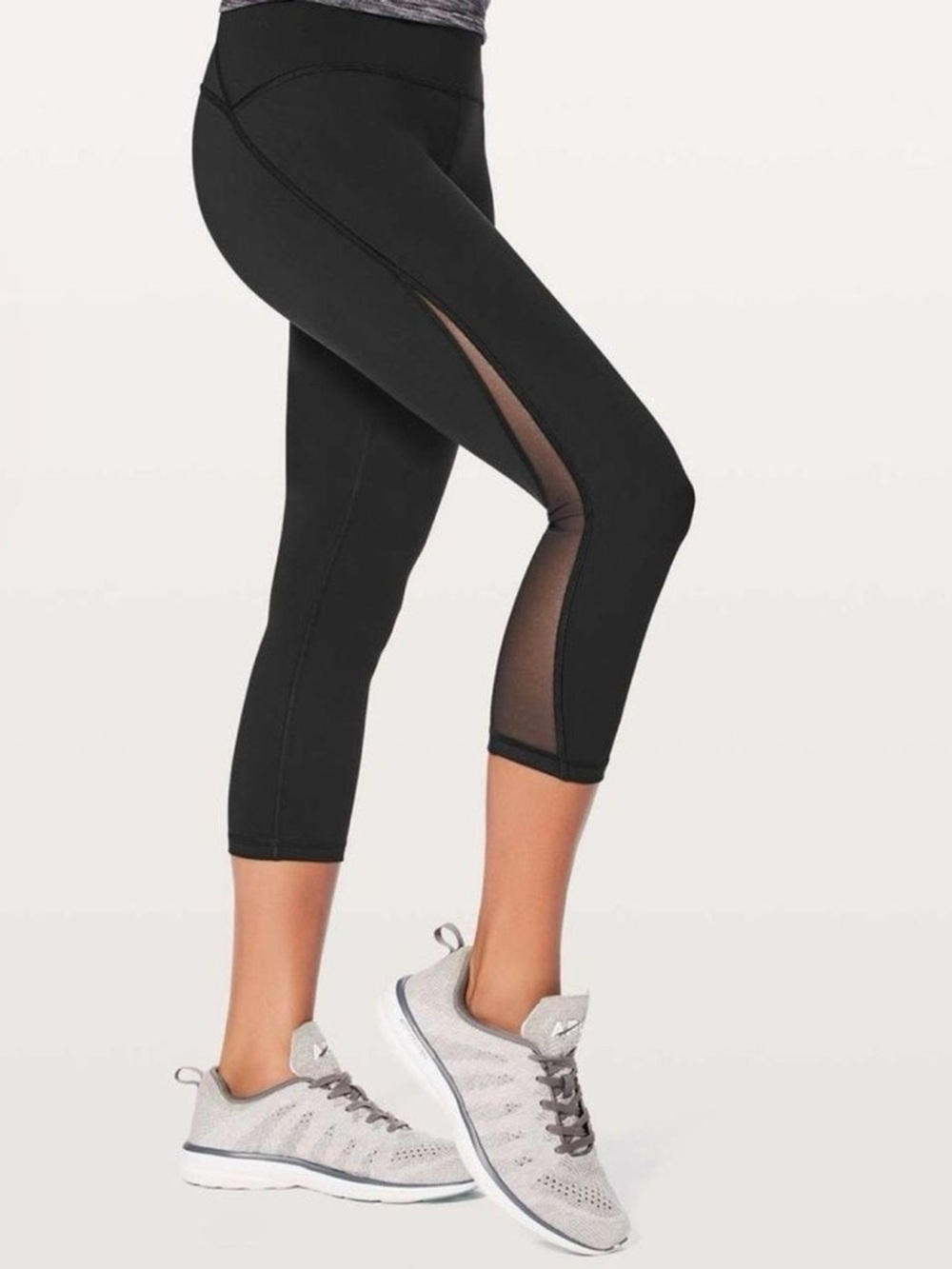 lululemon athletica Black Capri Leggings with Side Mesh Insets - Picture 2 of 7